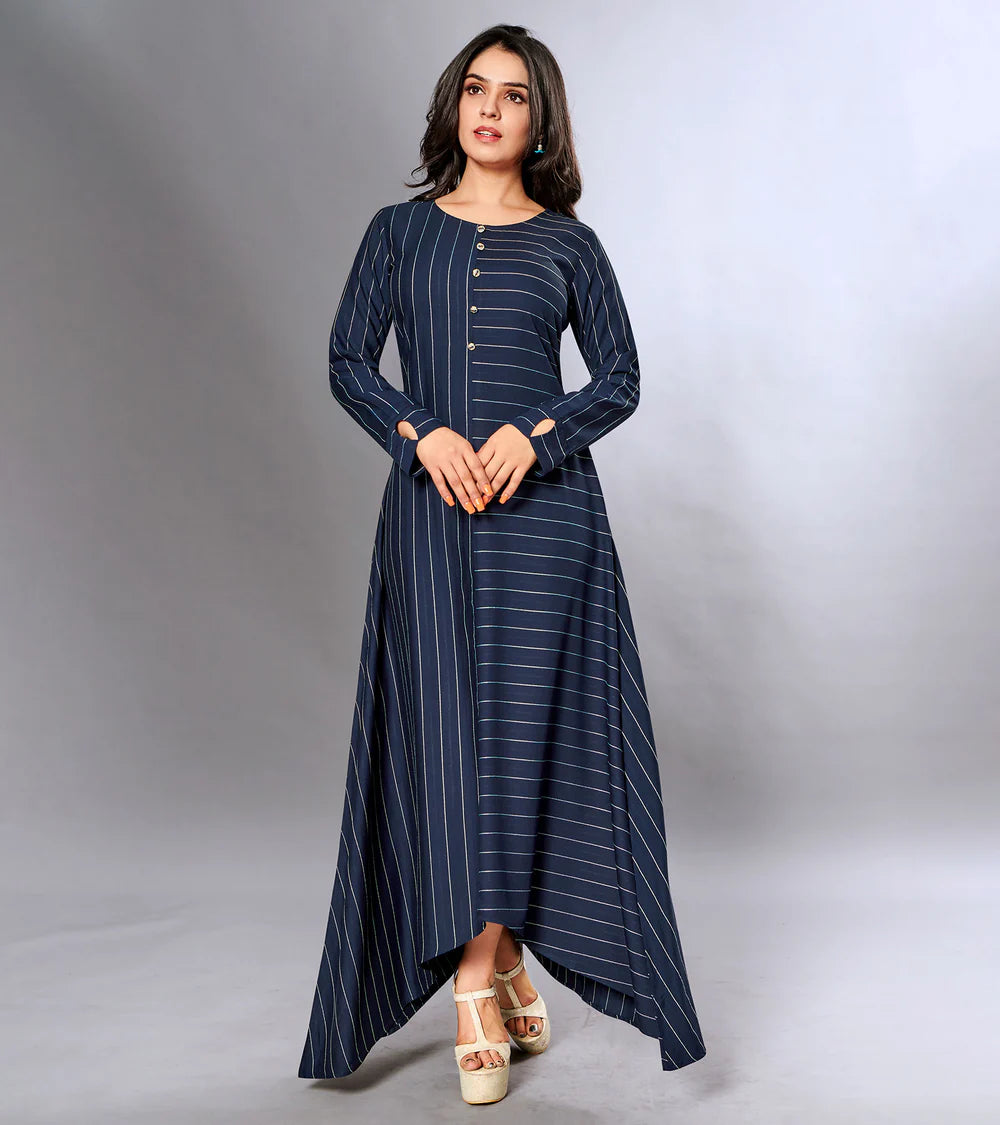 Cotton Navy Blue Gown