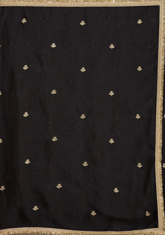 Black Tissue Gold Zariwork Saree With Matching Blouse Piece