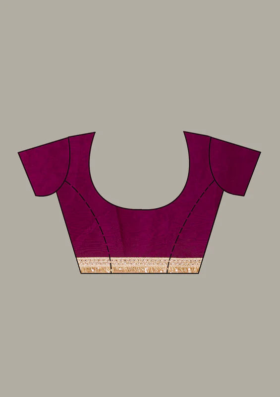 Wine Tissue Gold Zariwork Saree With Matching Blouse Piece