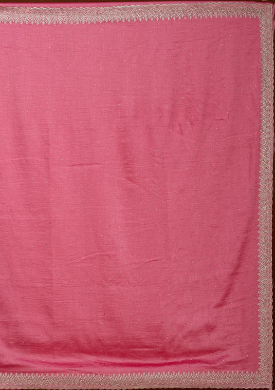 Pink Soft Raw Silk Gold Zariwork Saree With Matching Blouse Piece