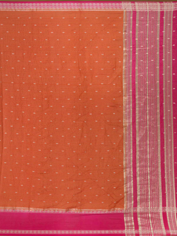 Orange Cotton Buti Gold Zariwork Saree With Matching Blouse Piece
