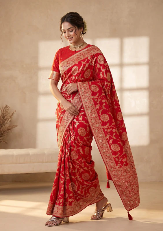 Red Banarasi Silk Saree