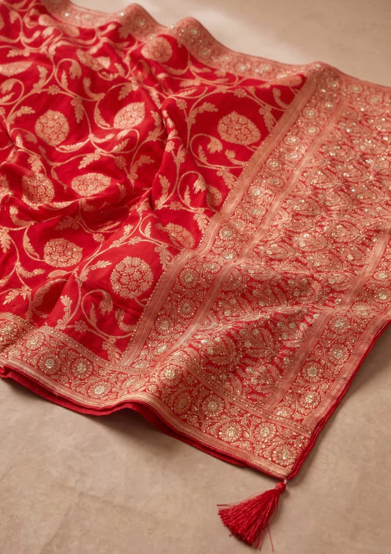 Red Banarasi Silk Saree