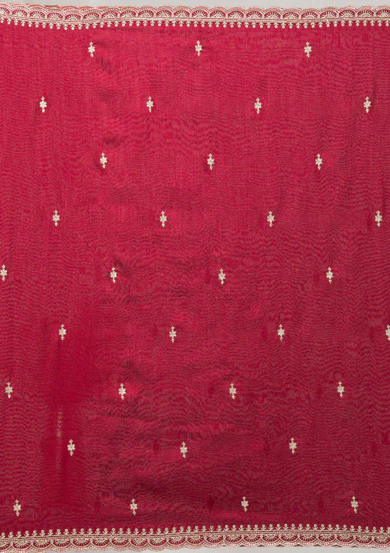Maroon Soft Raw Silk Gold Zariwork Straight Kurta With Pant Regular And Dupatta