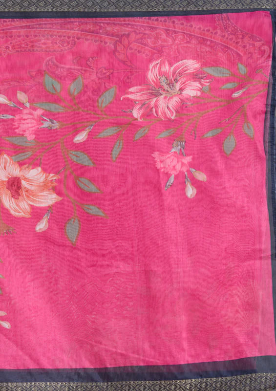 Navy Blue Chanderi Threadwork Straight Kurta With Pant Regular And Dupatta