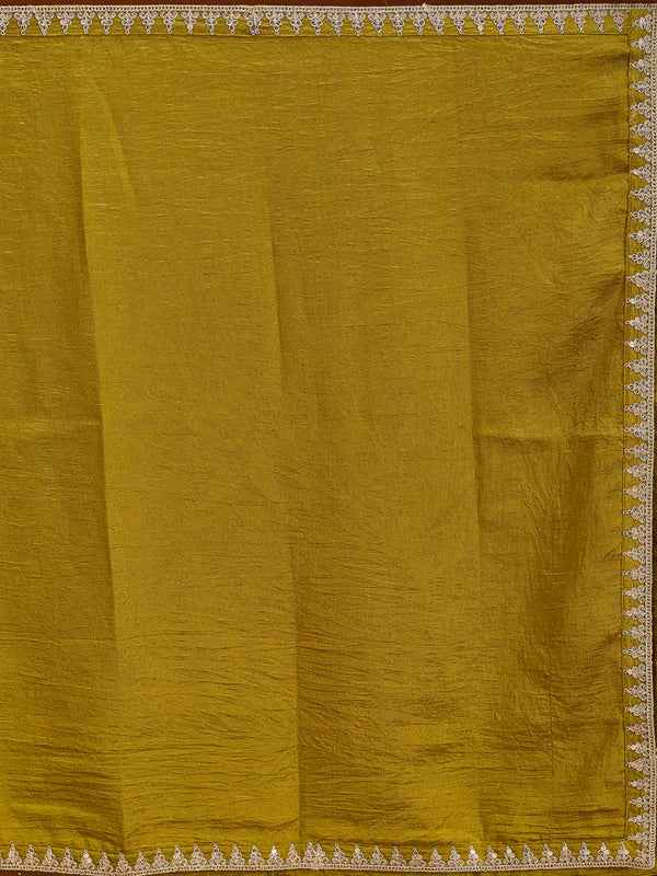 Mehandi Green Zariwork (Gold) Soft Raw Silk Readymade Salwar Suit