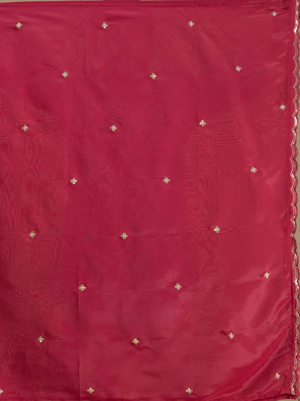 Black Semi Crepe Gold Zariwork Straight Kurta With Pant Regular And Dupatta