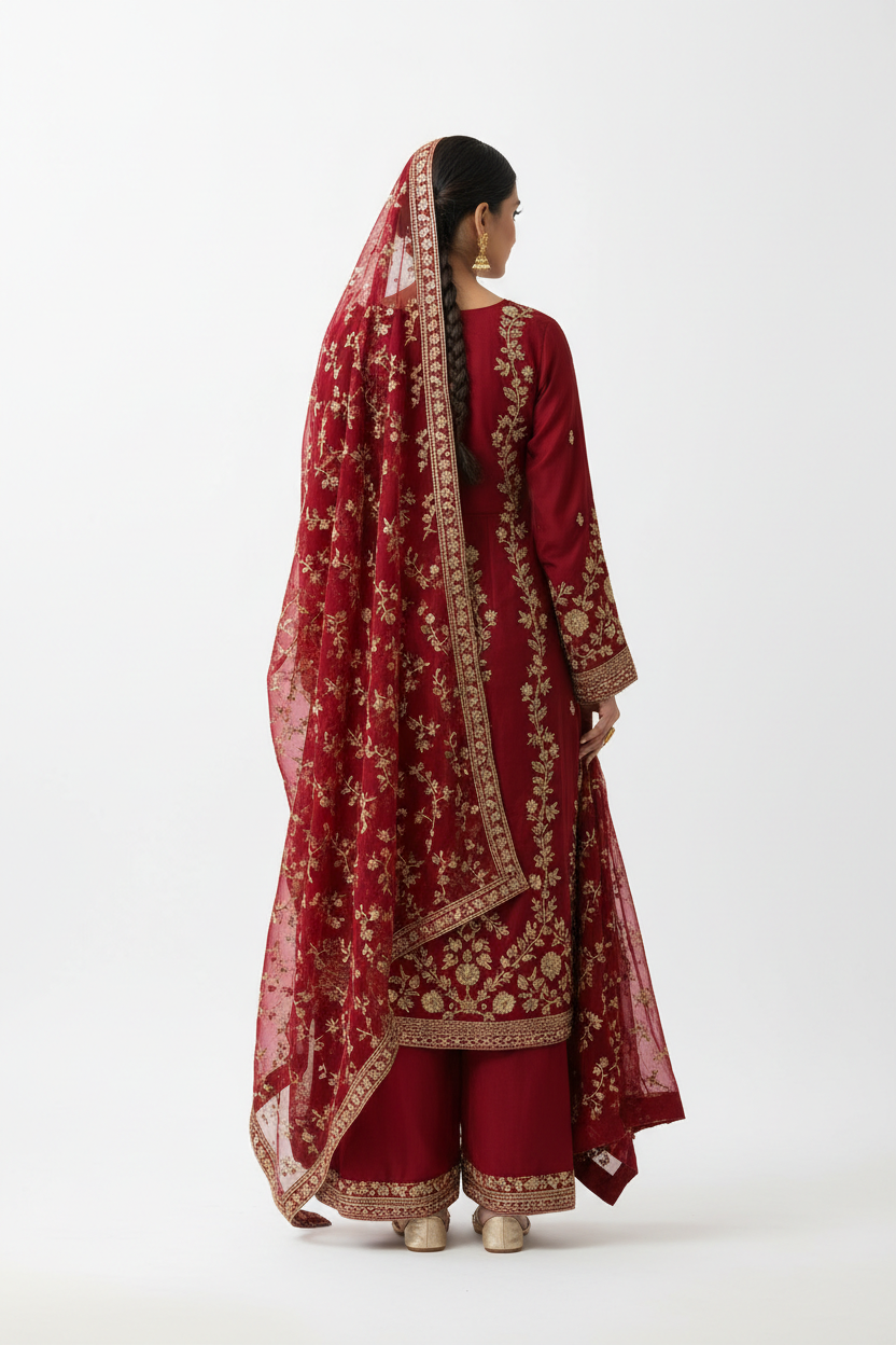 Red Salwar Suit 2 - Back View