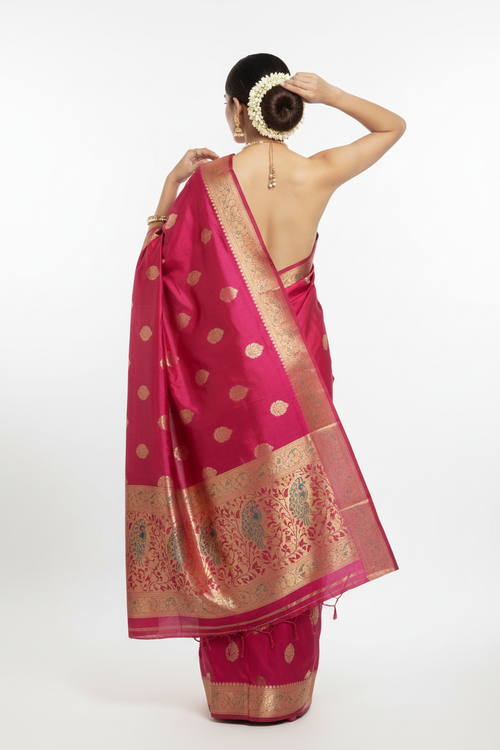 Gulabi Silk Saree - Back View