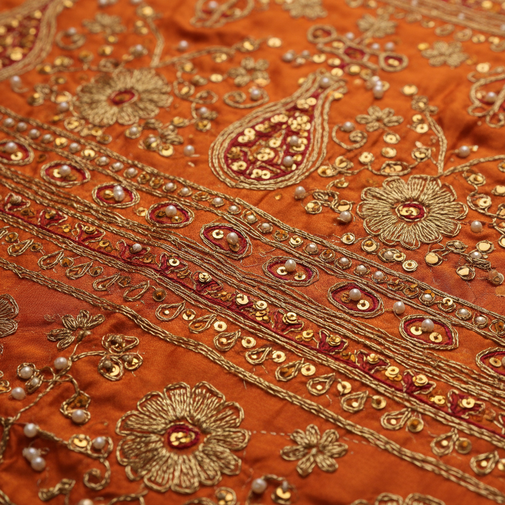 Orange Salwar Suit - Close-up