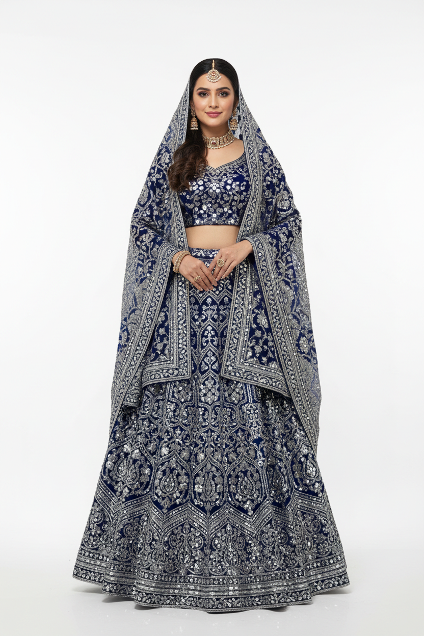 Designer Party Wear Lehenga Blue Silver