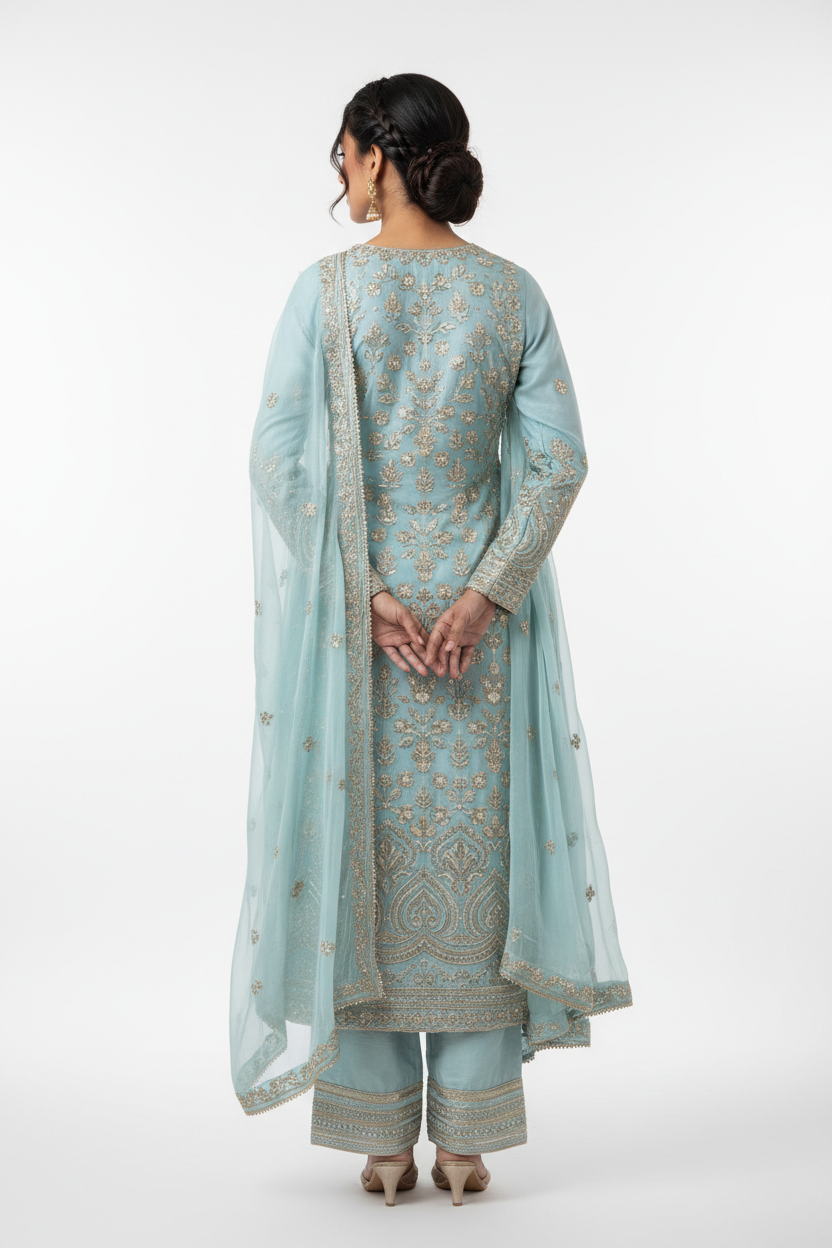 Sky Blue Salwar Suit - Back View