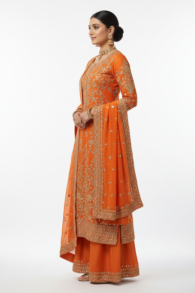 Orange Salwar Suit - Side View
