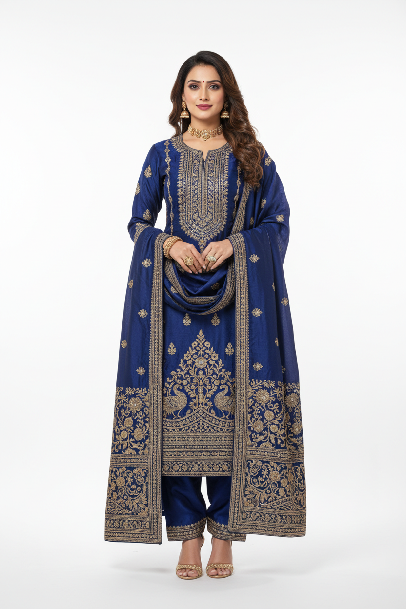 Blue Salwar Suit - Front View