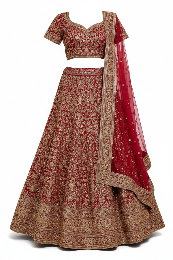 Royal Bridal Lehenga Red Gold