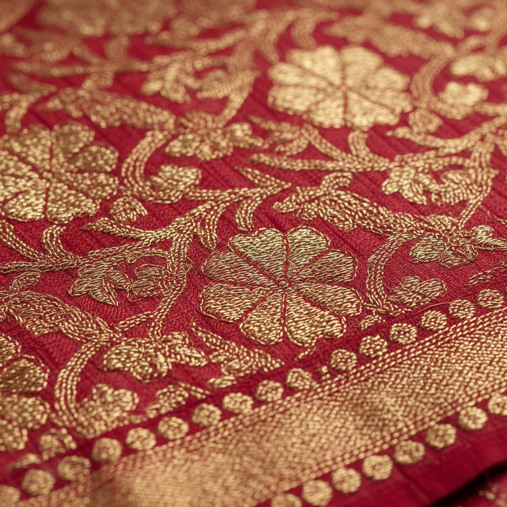 Laal Silk Saree - Close-up Detail