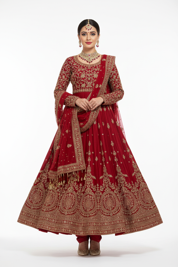 Red Anarkali Salwar Suit 4 - Front View