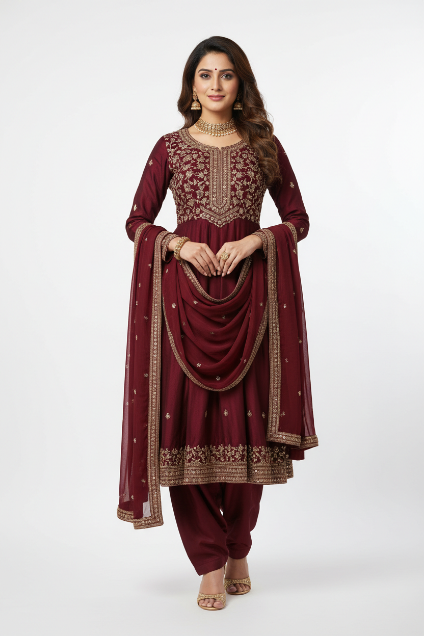 Maroon Salwar Suit - Front View