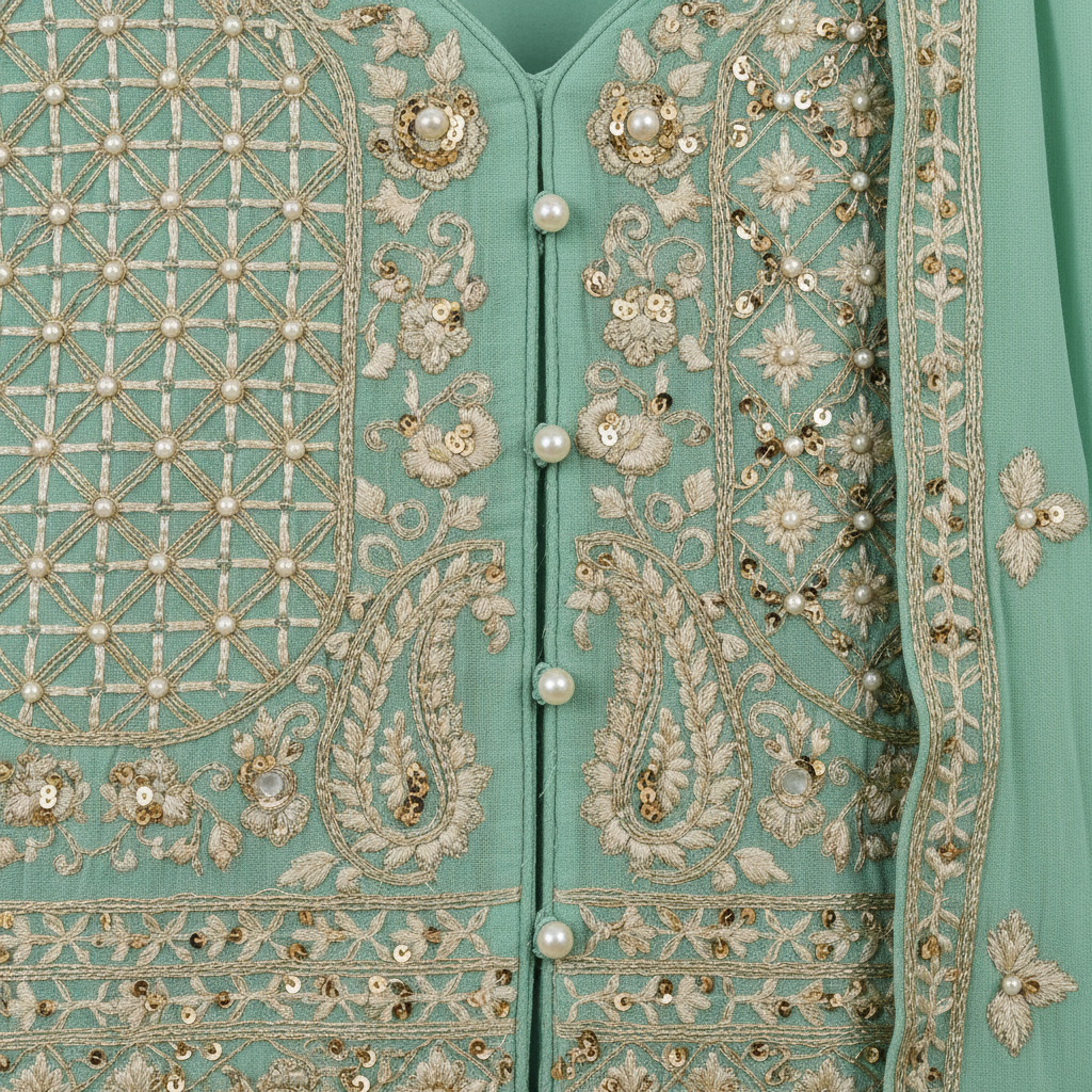 Mint Green Salwar Suit - Close-up