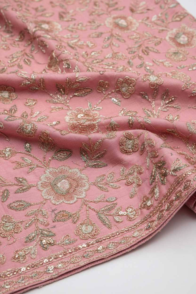 Pink Salwar Suit - Close-up Embroidery Detail