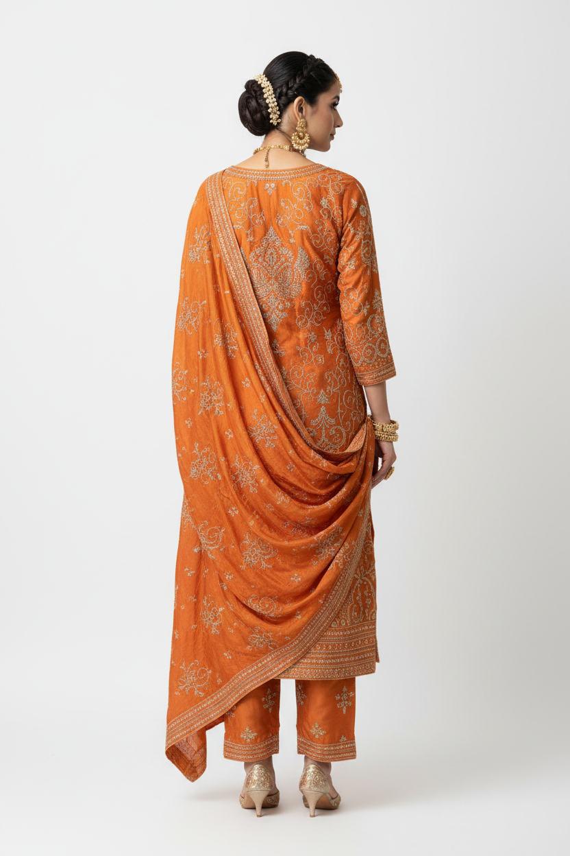 Orange Salwar Suit - Back View