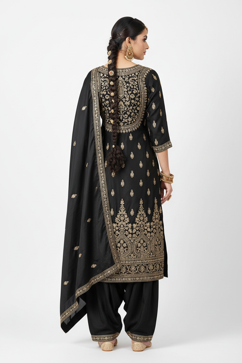 Black Salwar Suit - Back View