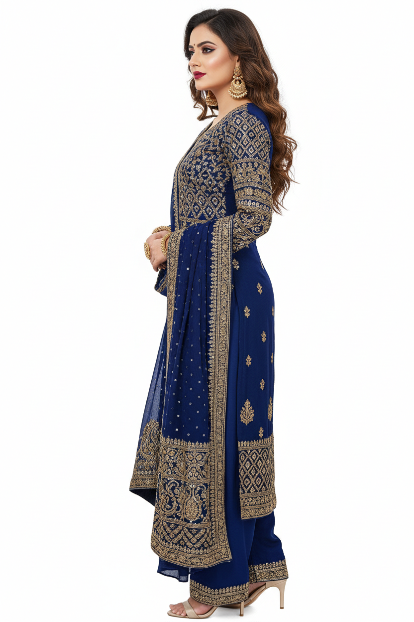 Blue Salwar Suit - Side View