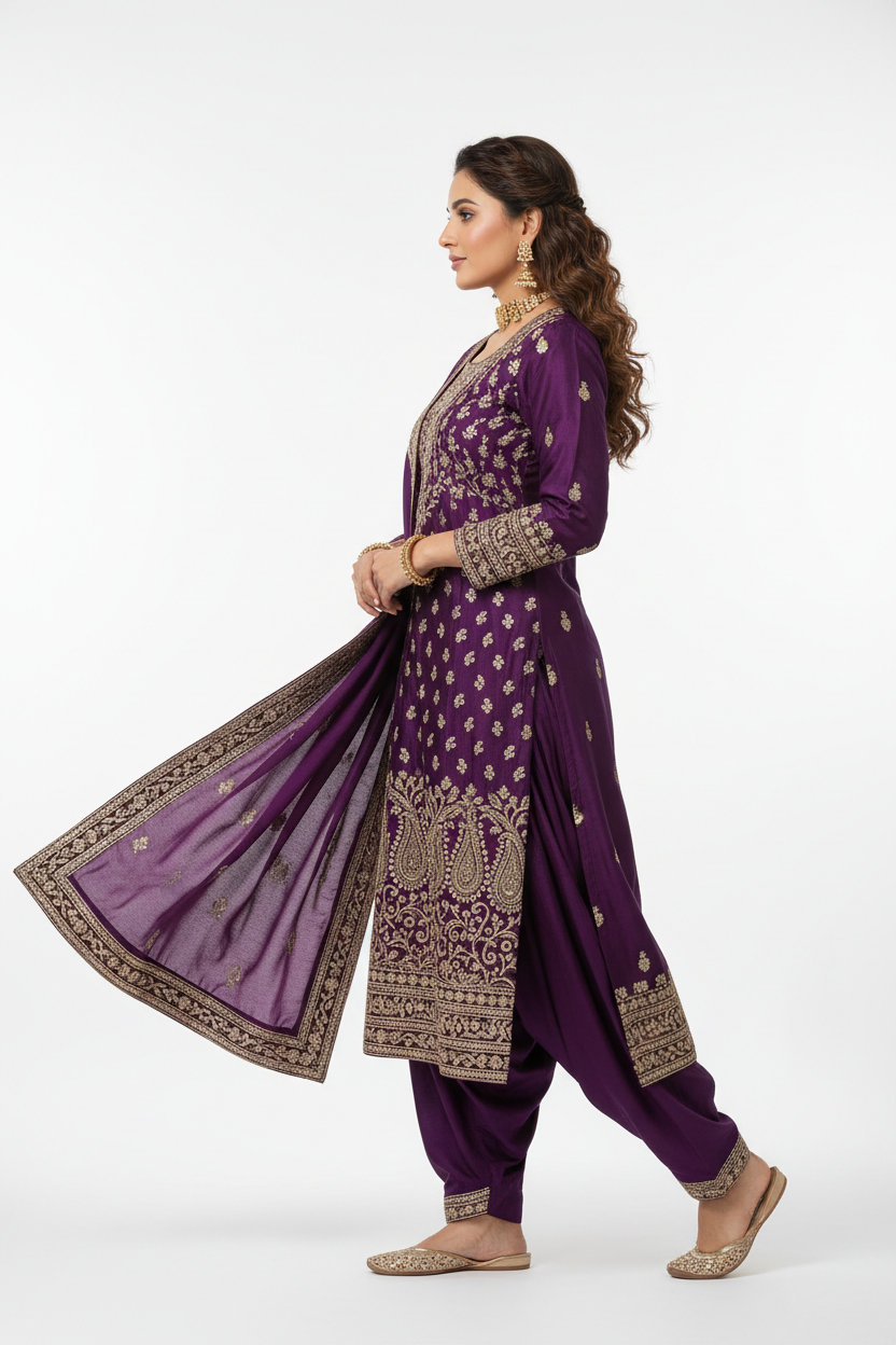 Purple Salwar Suit - Side View