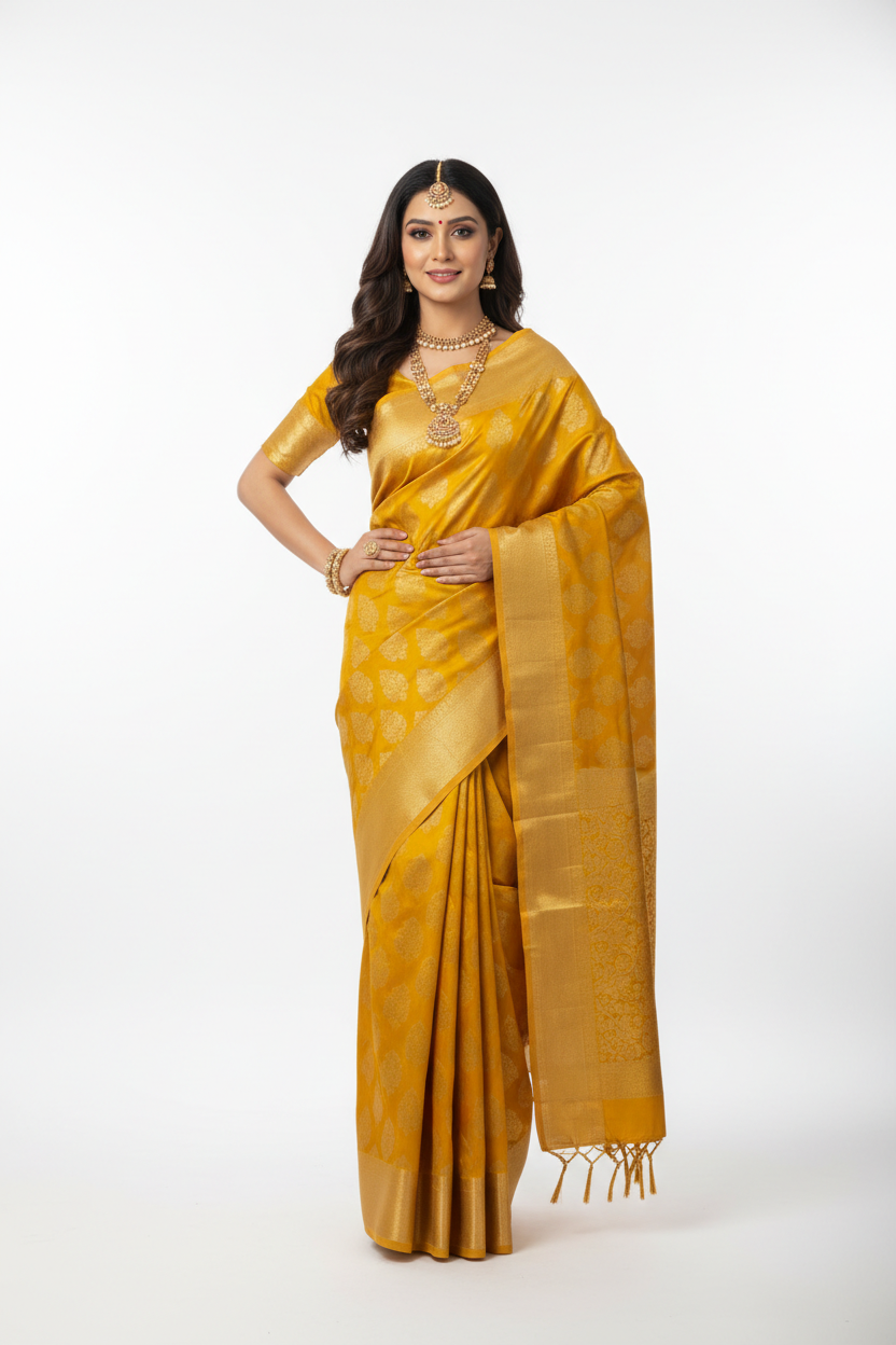 Peela Silk Saree - Front View