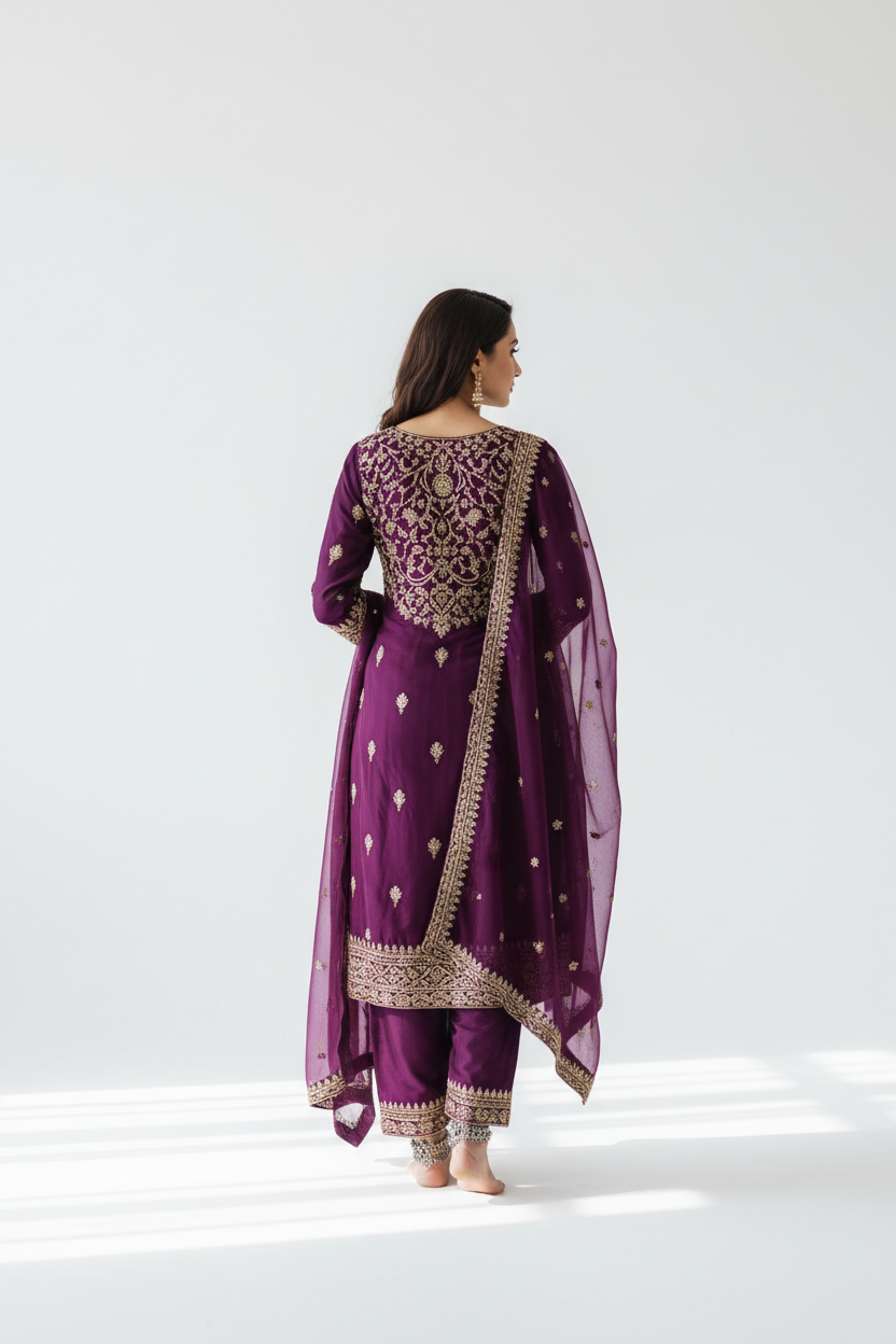 Purple Salwar Suit - Back View