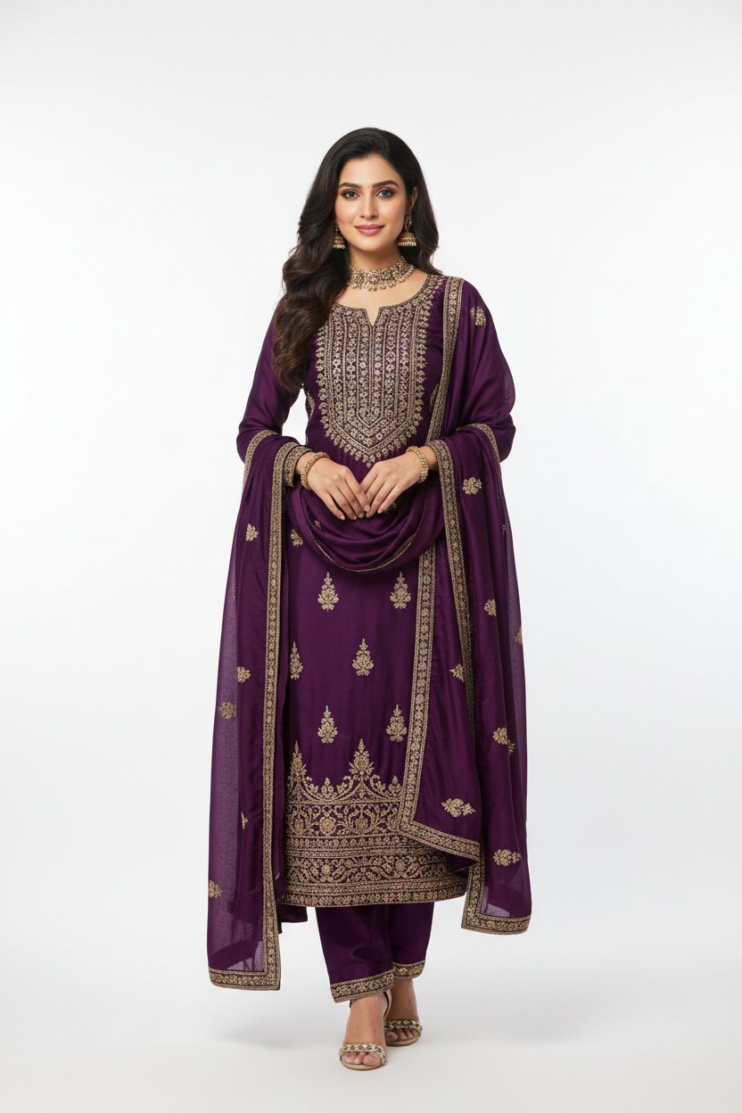 Purple Salwar Suit - Front View