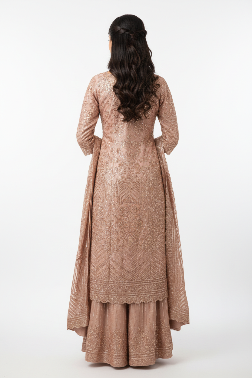 Rose Gold Salwar Suit - Back View