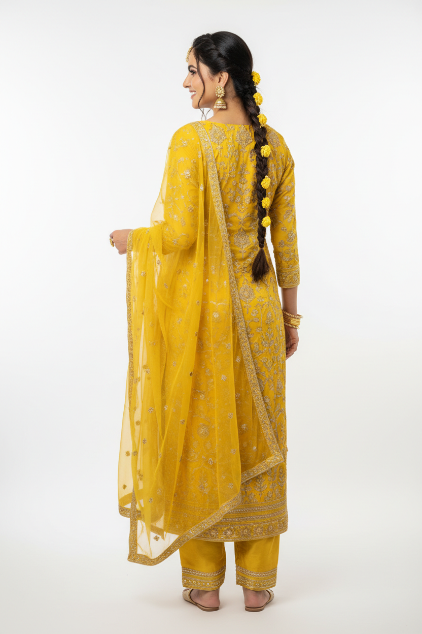 Yellow Salwar Suit - Back View
