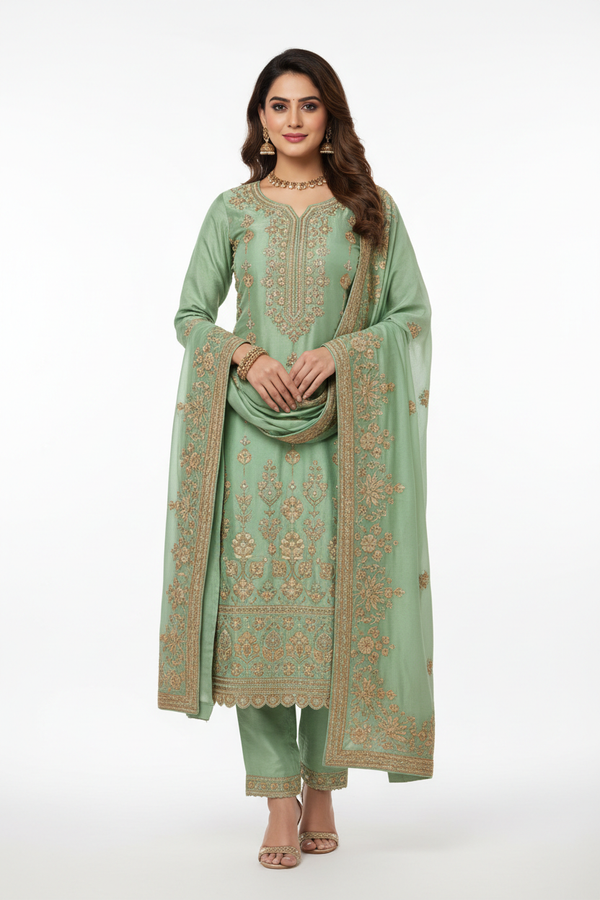 Mint Green Salwar Suit - Front View
