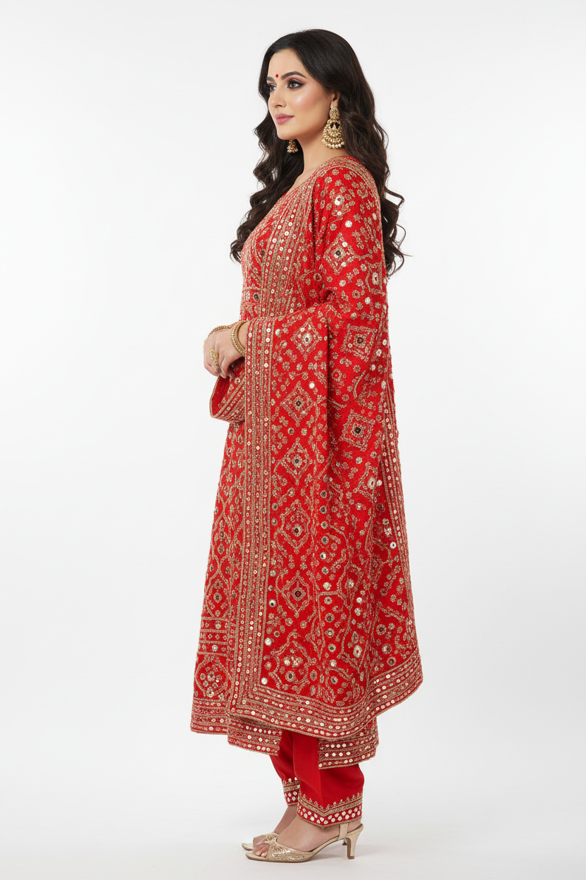 Red Salwar Suit 3 - Side View