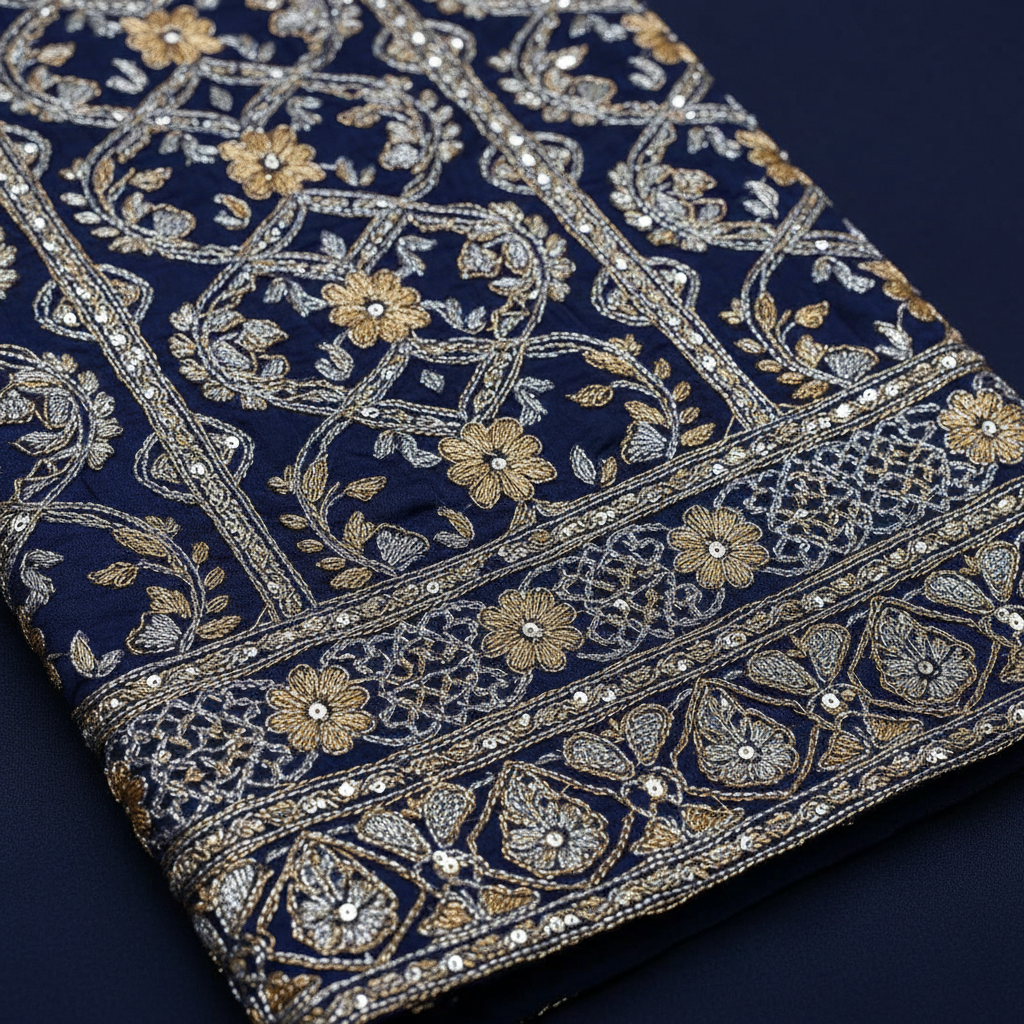 Navy Blue Salwar Suit - Close-up