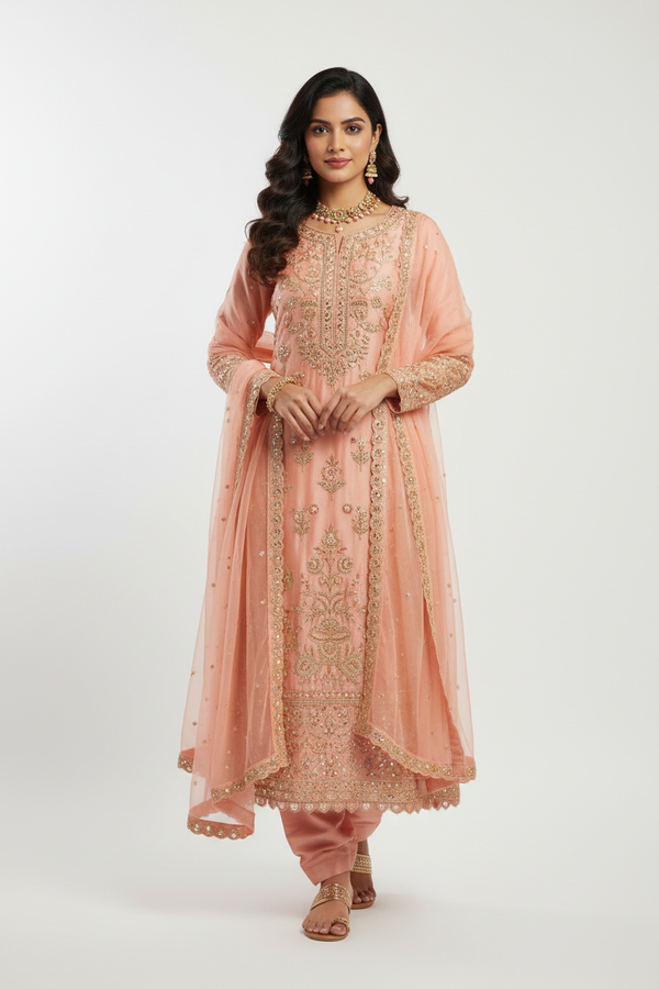Peach Salwar Suit - Front View
