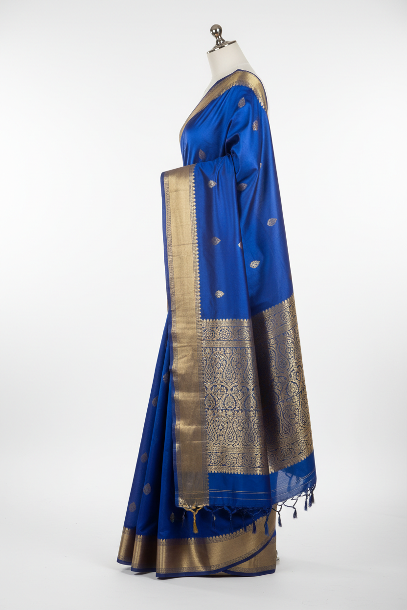 Neela Silk Saree - Side View