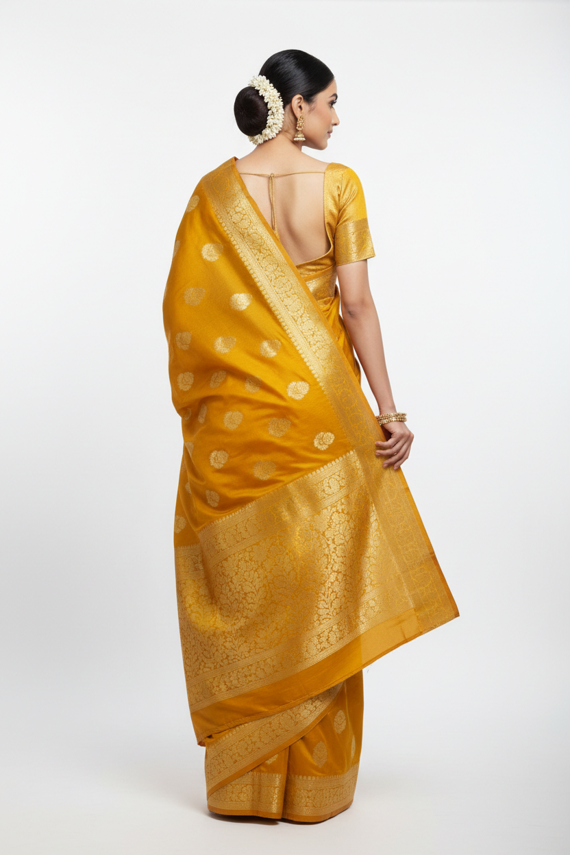 Peela Silk Saree - Back View