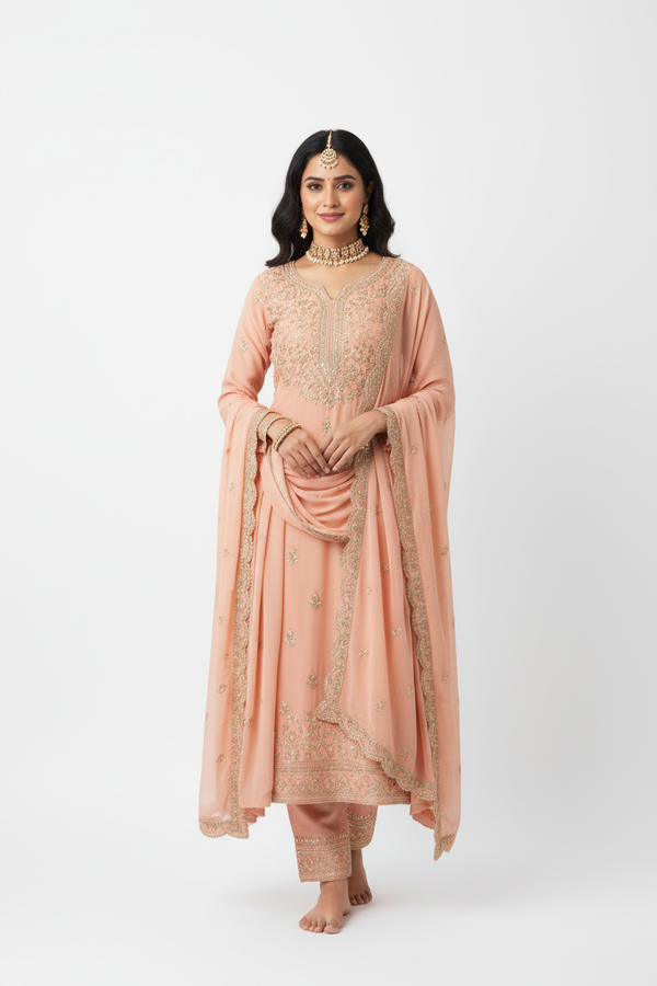 Peach Salwar Suit - Front View