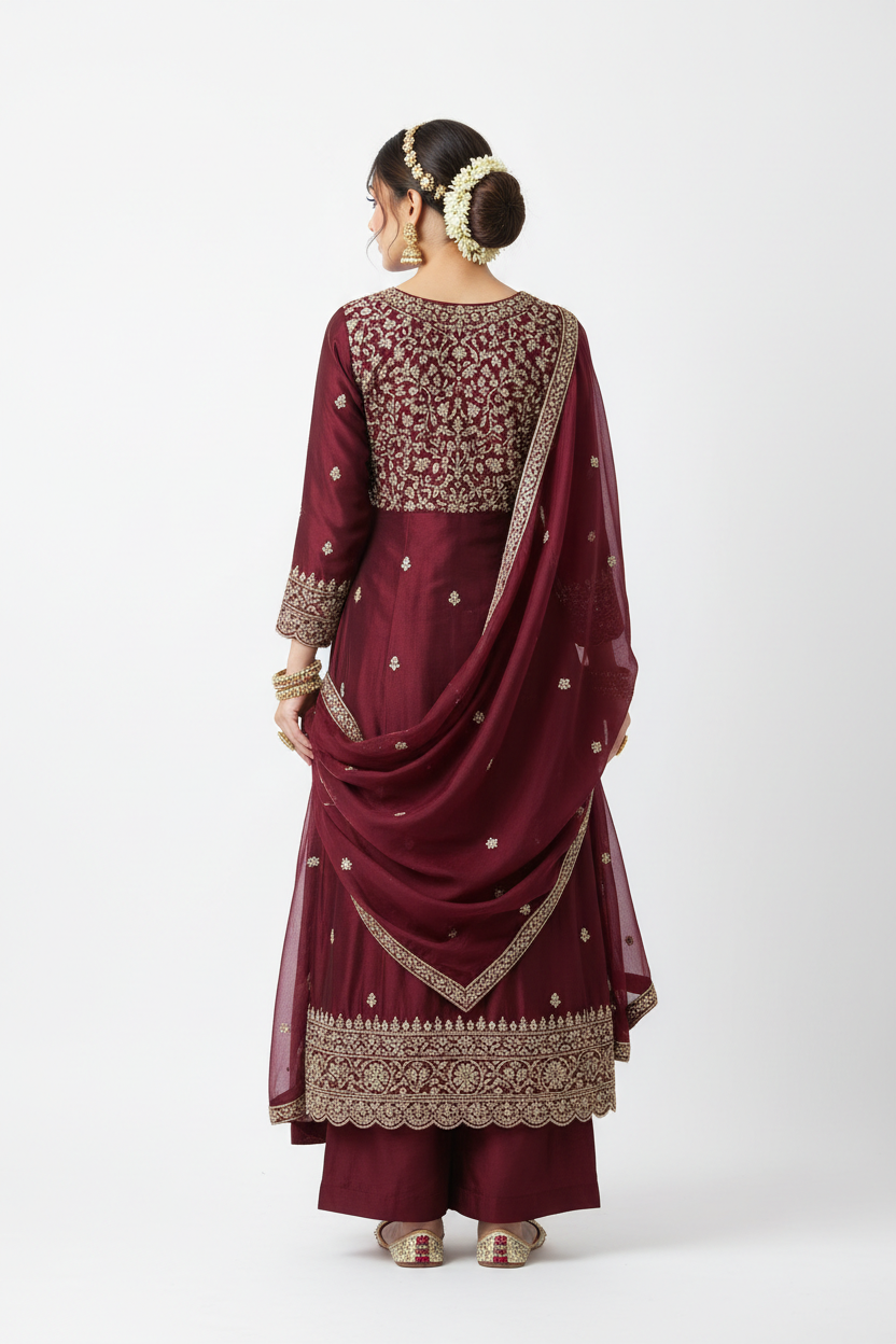 Maroon Salwar Suit - Back View