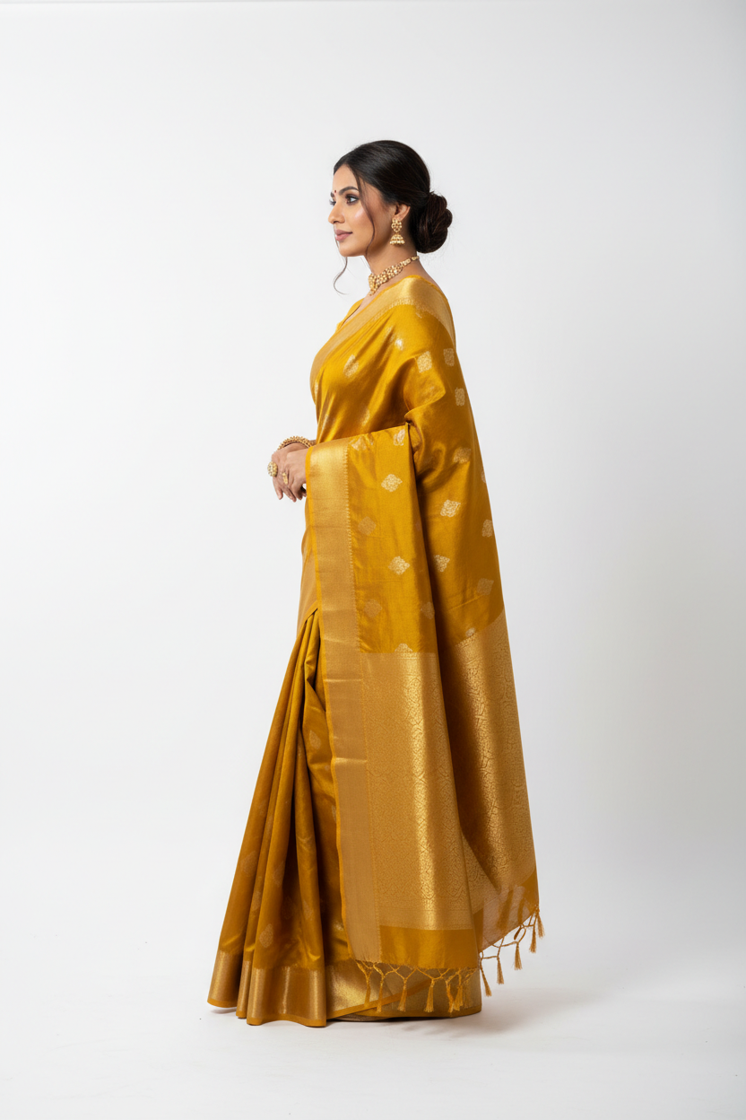Peela Silk Saree - Side View