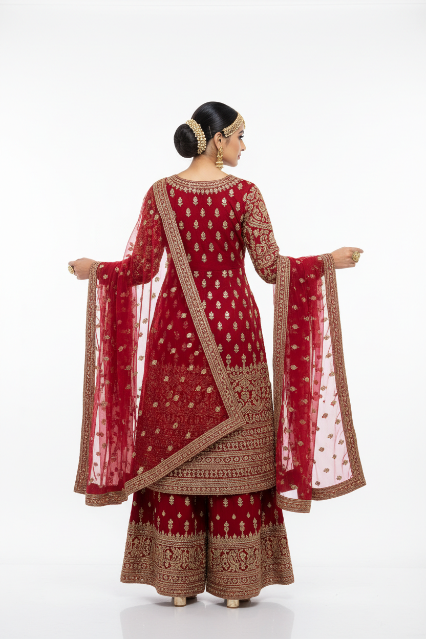 Red Salwar Suit - Back View