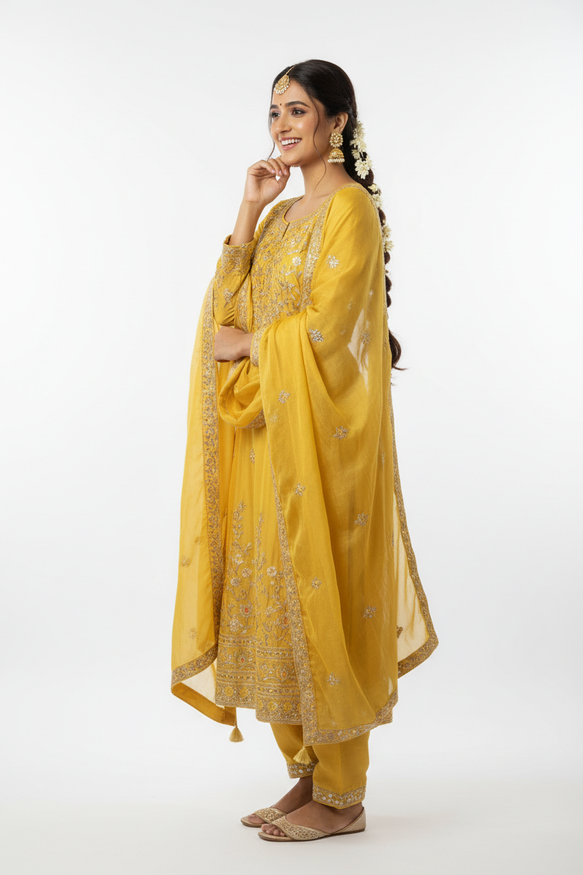 Yellow Salwar Suit - Side View