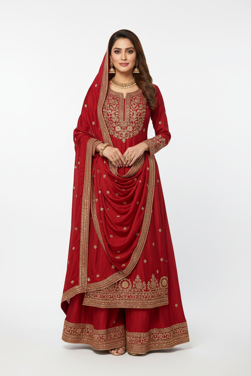 Red Salwar Suit - Front View