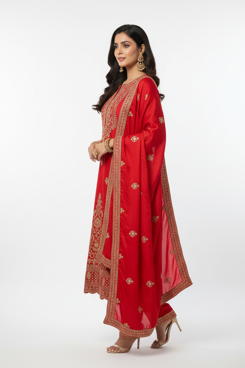 Red Salwar Suit - Side View