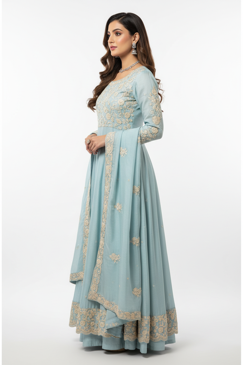 Sky Blue Salwar Suit - Side View