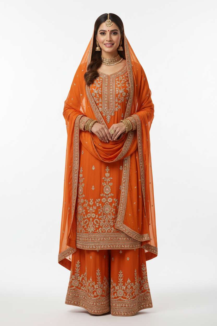 Orange Salwar Suit - Front View