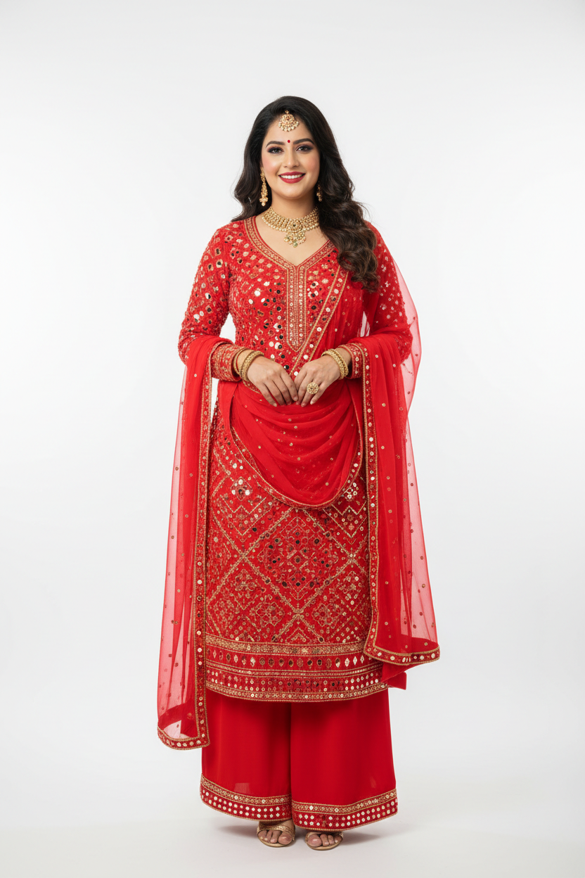 Red Salwar Suit 3 - Front View