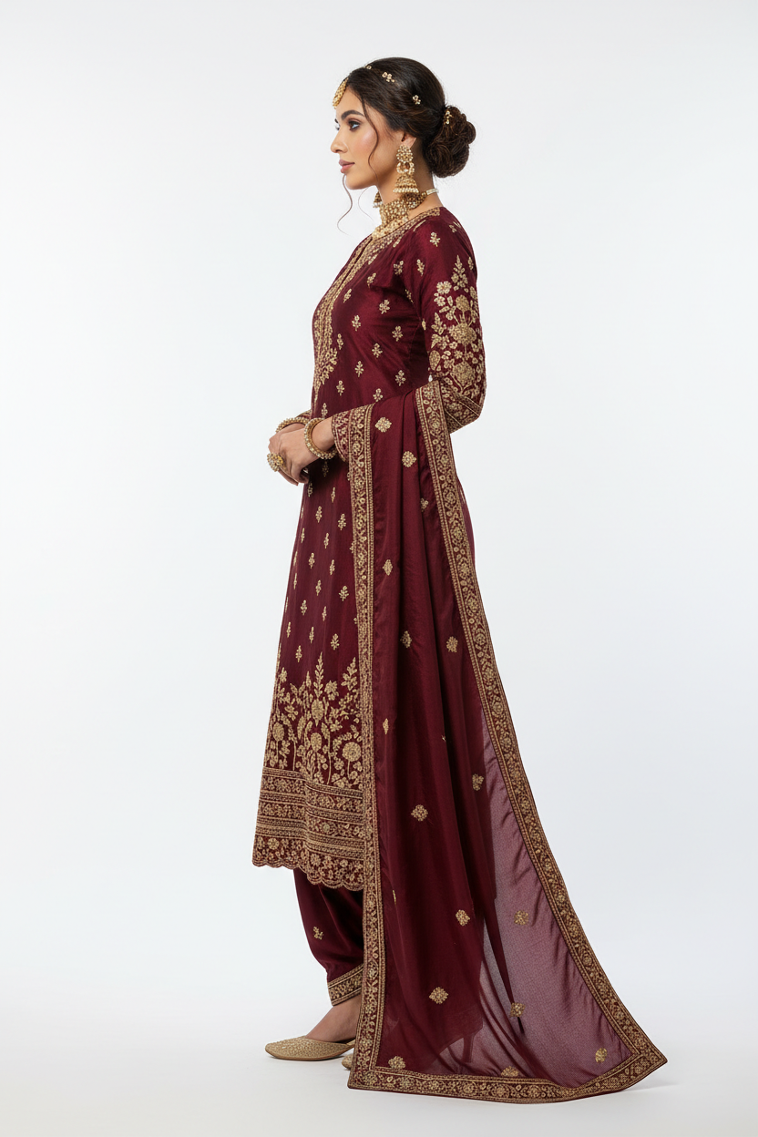 Maroon Salwar Suit - Side View